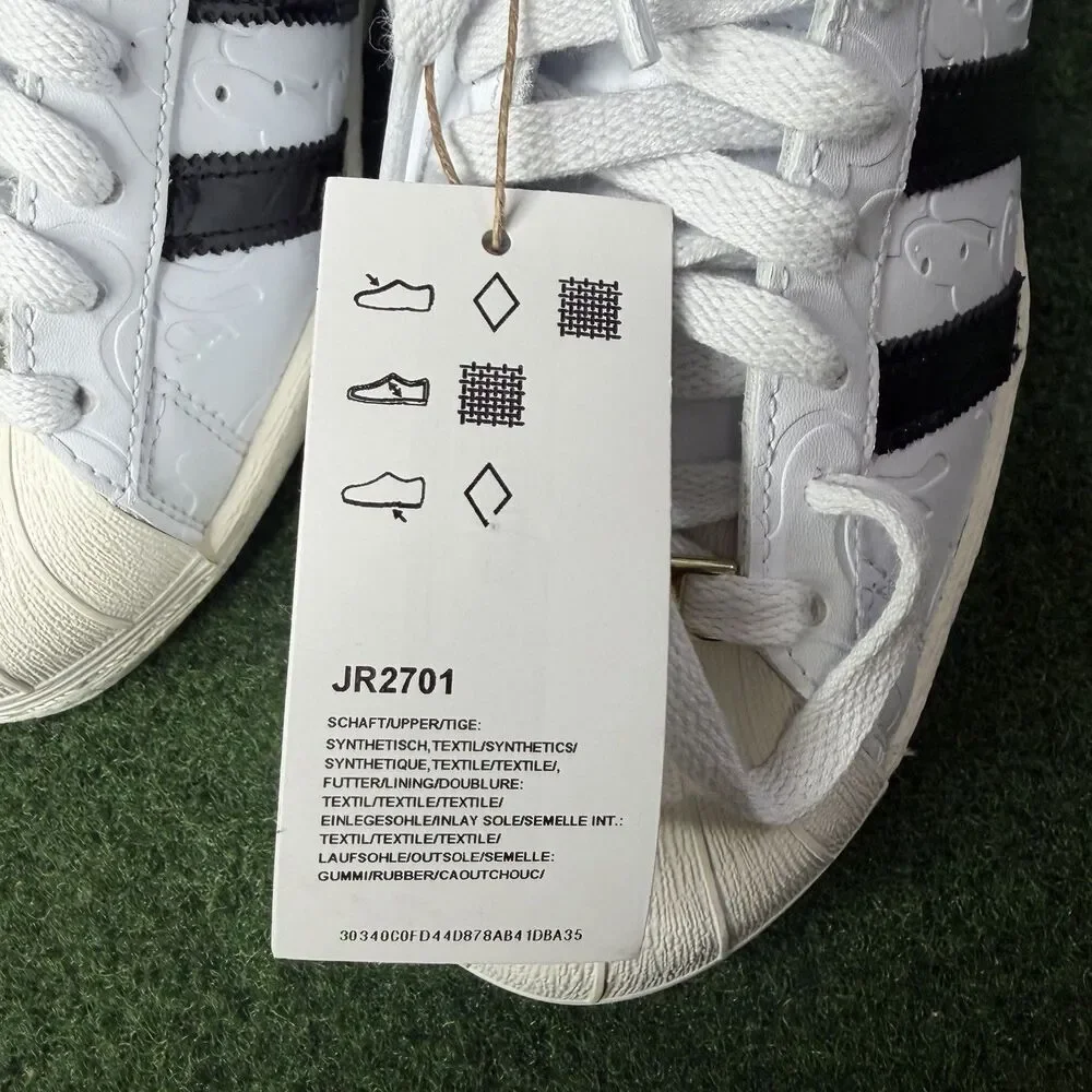 Sz 7 Adidas Originals x BAPE Superstar FTWWHT/CBLACK/OWHITE JR2701